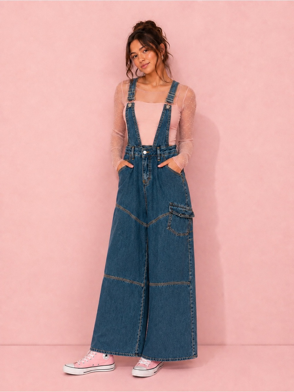 Women’s denim wide leg overalls jumpsuit size size small XS - Small